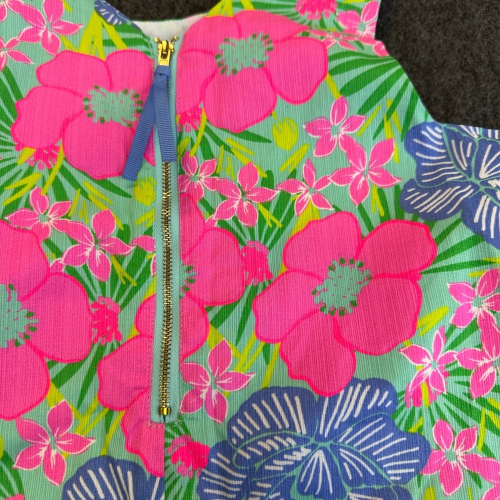 Tommy Bahama Girls Pink Blue Floral Cotton Pique Shift Dress Size 7 Tropical - Picture 12 of 15